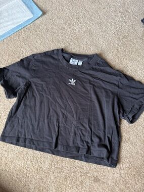 adidas Black Trefoil Cropped Tee